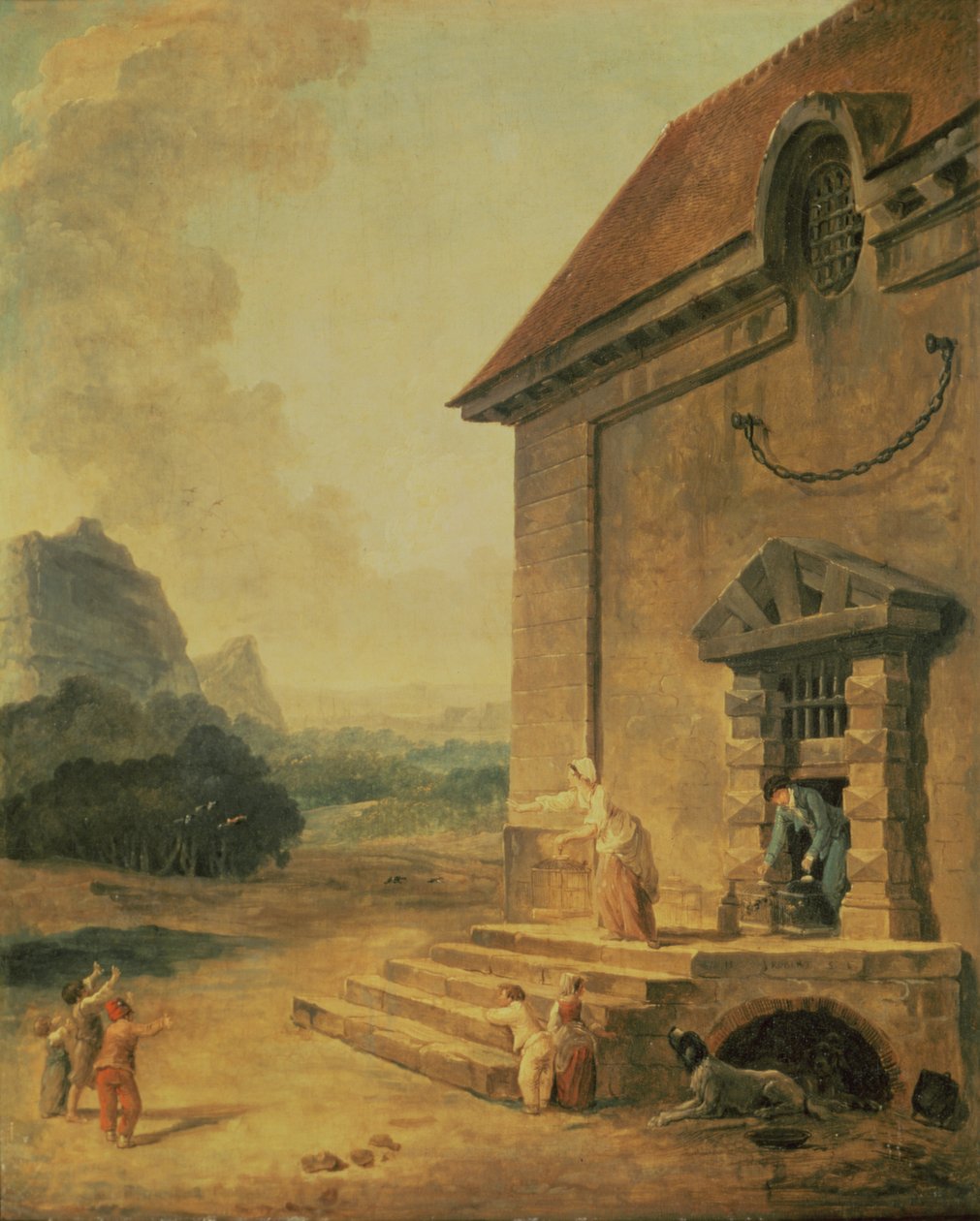 Att befria fåglarna, 1794 av Hubert Robert