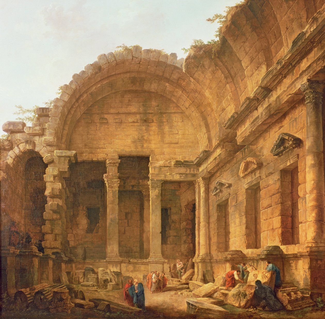 Interiör av Dianatemplet i Nimes, 1787 av Hubert Robert