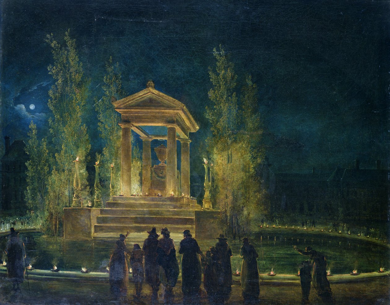 Kenotafen av Jean Jacques Rousseau (1712-78) i Tuilerierna, Paris, 1794 av Hubert Robert