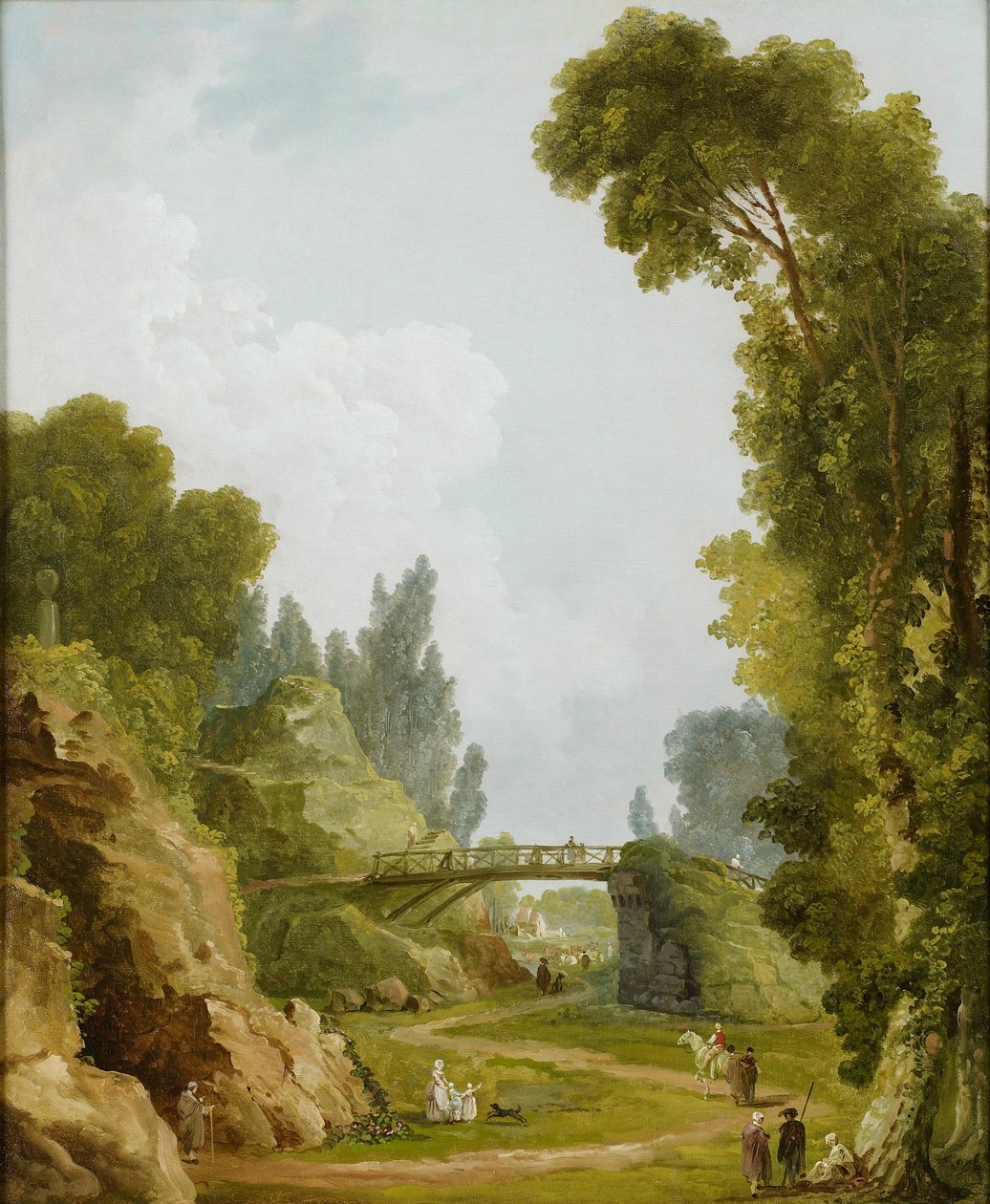 Den rustika bron, Chateau de Méréville, Frankrike, c.1785 av Hubert Robert