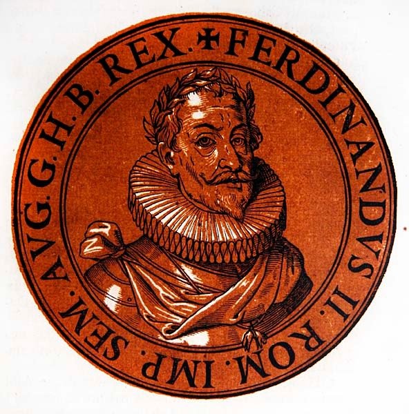 Medaljongporträtt av Ferdinand II, den helige romerske kejsaren av Hubert (after) Goltzius