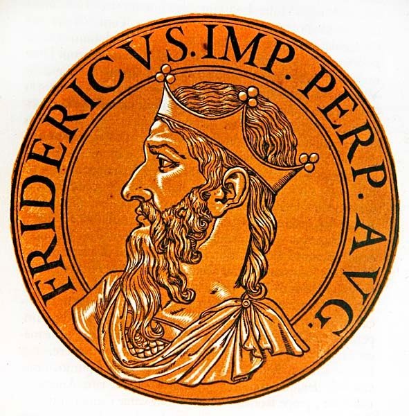 Medaljongporträtt av Fredrik I Barbarossa av Hubert (after) Goltzius