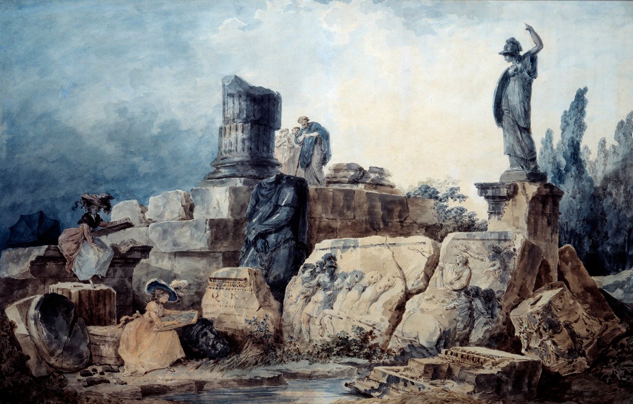 Serietecknarna. Teckning efter Hubert Robert (1733-1808) av Hubert (after) Robert