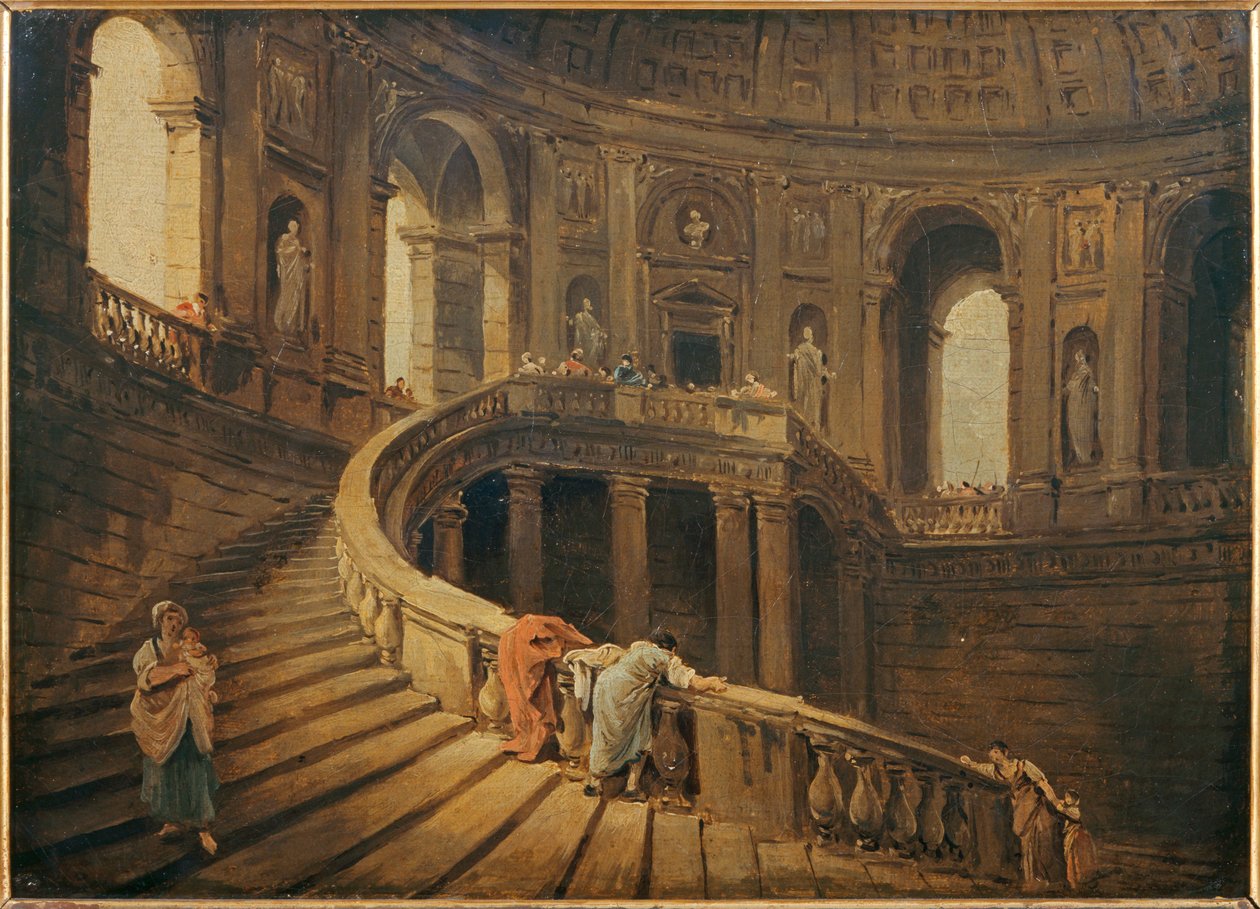 Spiraltrappan i Farnese-palatset i Caprarola - Spiraltrappan i Farnese-palatset i Caprarola ... av Hubert (circle of) Robert