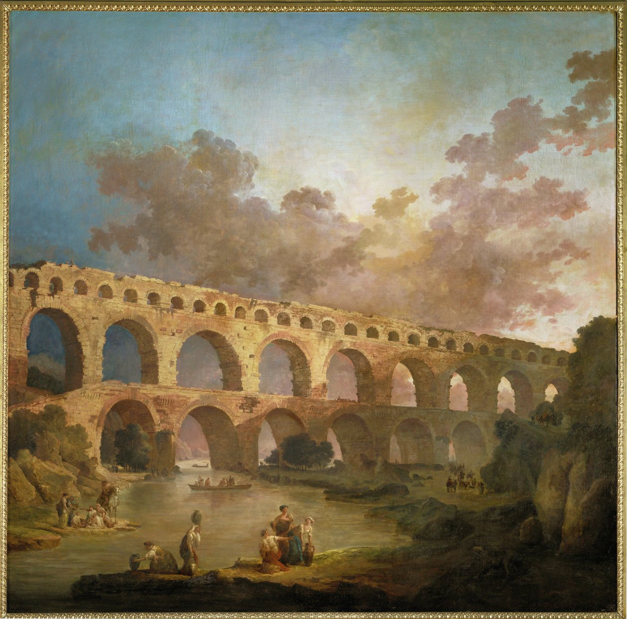 Le Pont du Gard. Den romerska akvedukten över floden Gard ... av Hubert (circle of) Robert