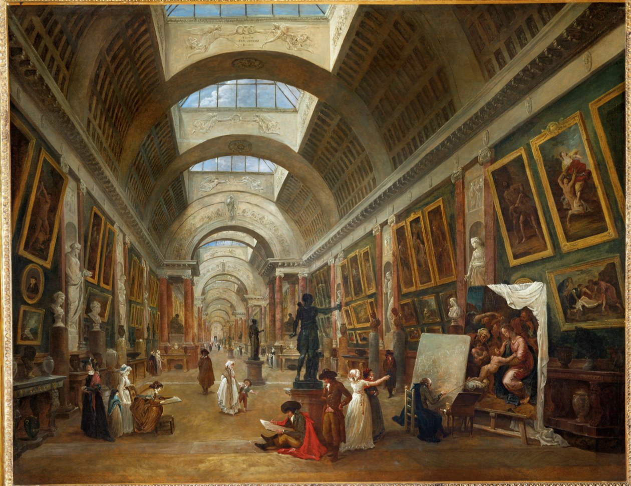 Renoveringsprojekt för Grande Galerie på Louvren ... av Hubert (circle of) Robert