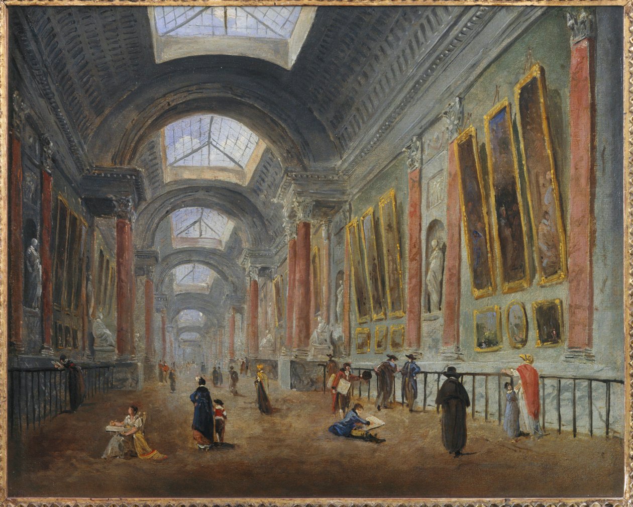 Renoveringsprojekt för Grande Galerie du Louvre, runt ... av Hubert (circle of) Robert