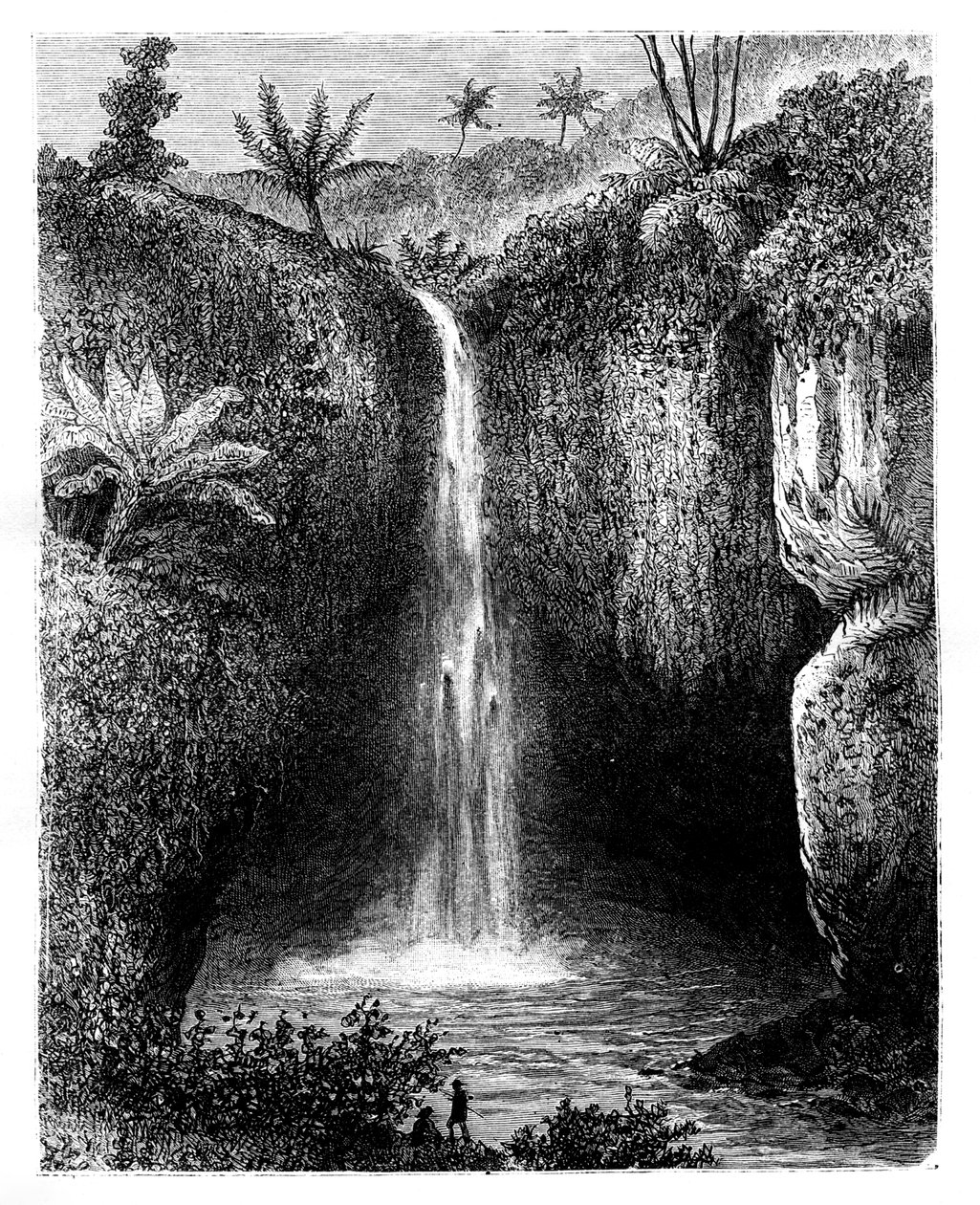 Flodens fall, Tondano, Indonesien, 1800-talet. av Hubert Clerget