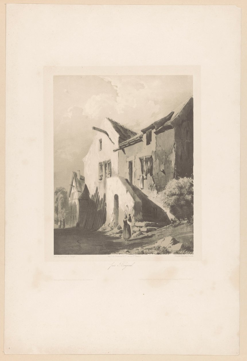Hus nära Bougival Pres Bougival (titel på objekt) Fragment av landskap (serietitel) Fragments de paysages (serietitel) av Hubert Clerget