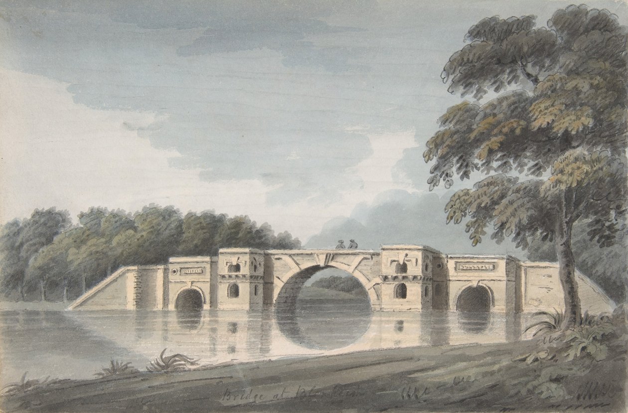 Bron vid Blenheim Palace recto, York Cathedral verso, 1700-1800-talet. av Hubert Cornish
