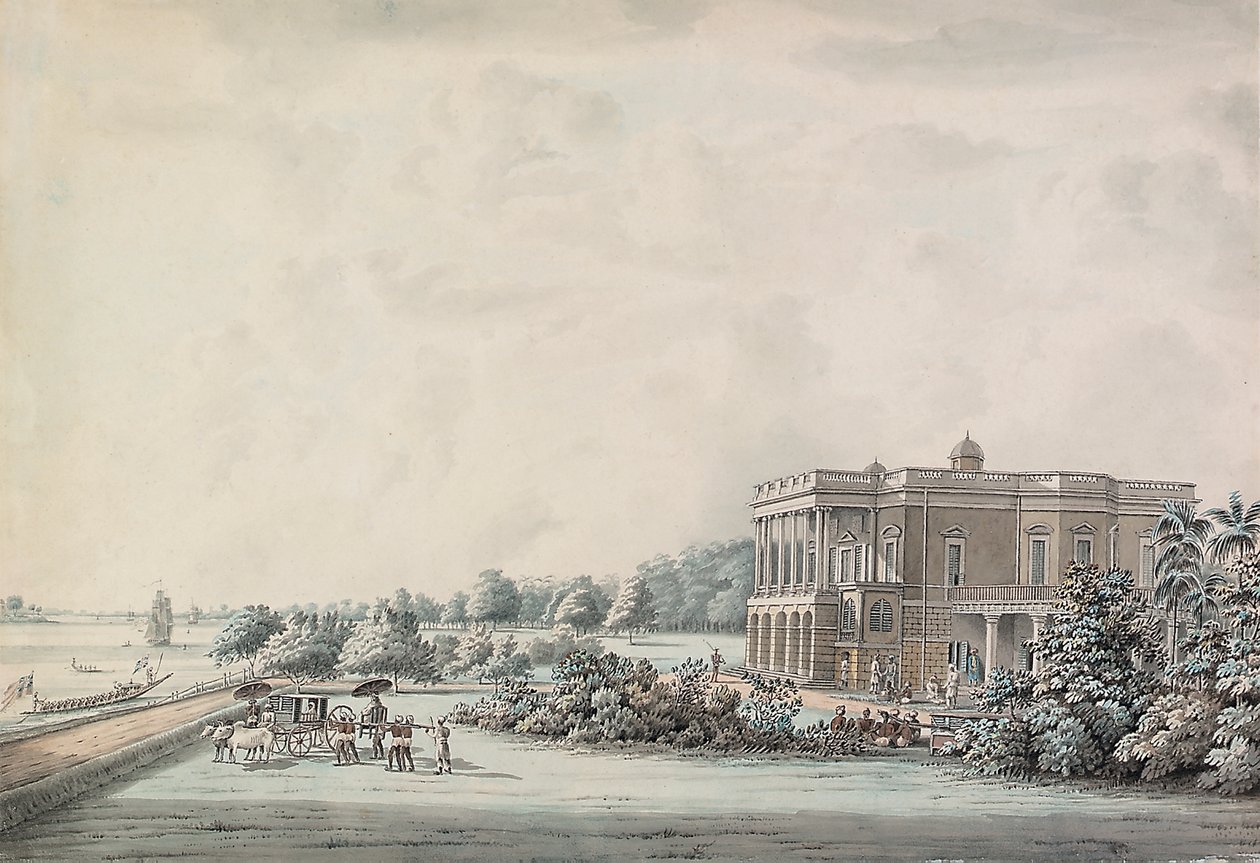 Lady Teignmouths trädgårdshus på stranden av Hooghly, Calcutta, efter 1797 av Hubert Cornish