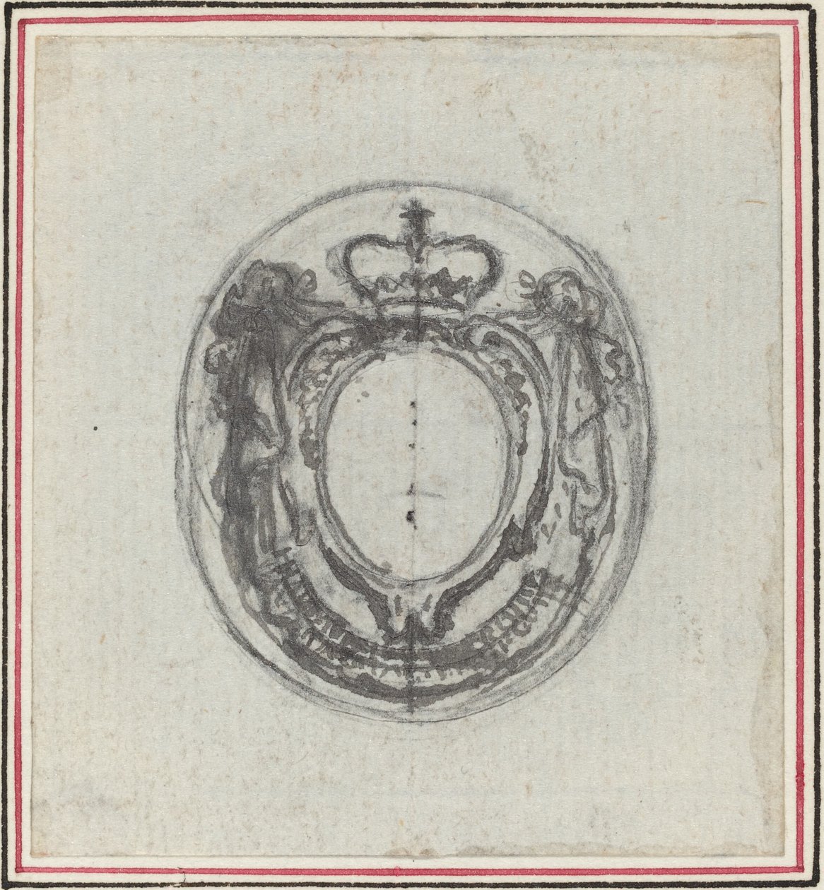 Armorial Cartouche med krona och swags av Hubert Francois Gravelot