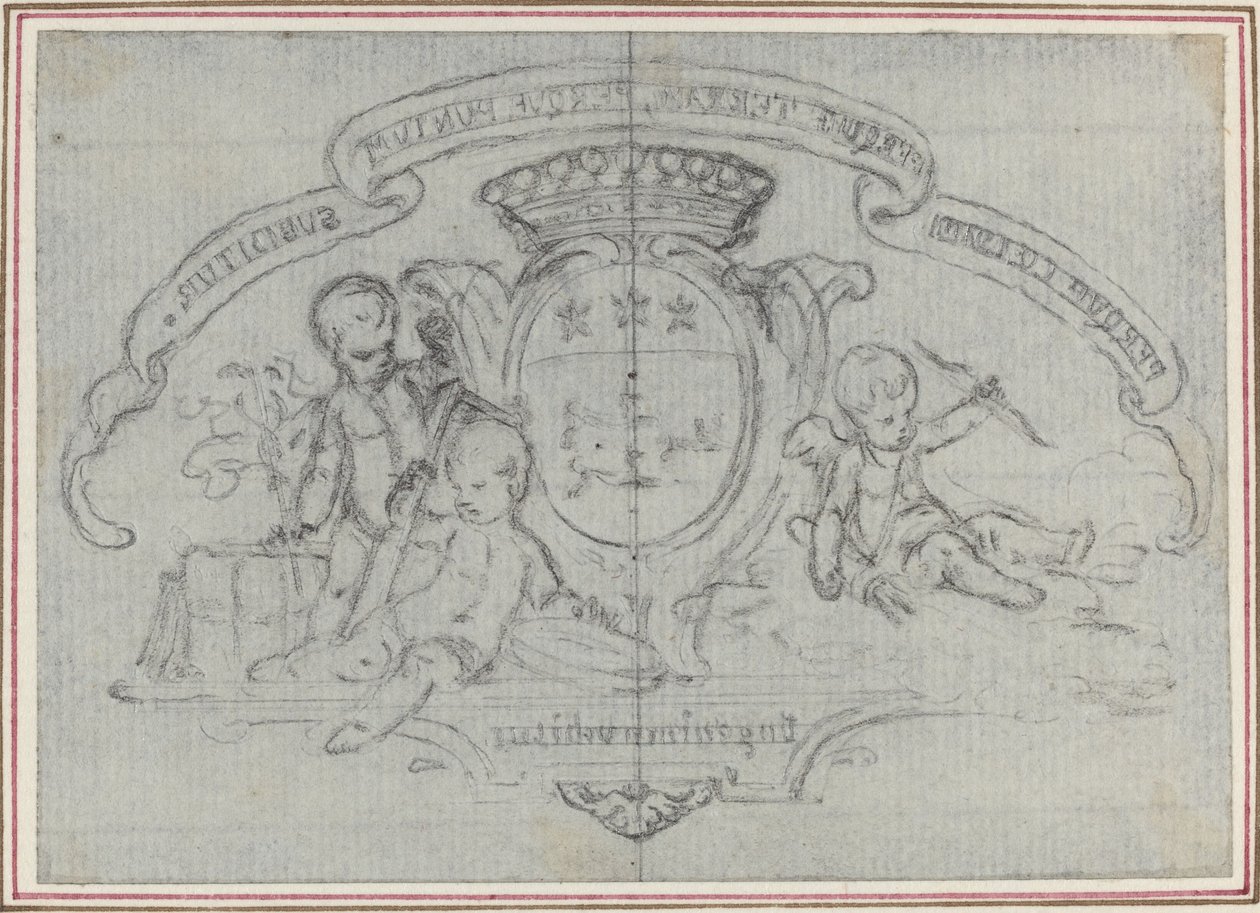 Vapensköld med Three Putti av Hubert Francois Gravelot