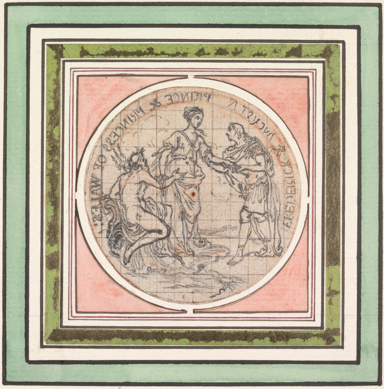 Design för en medalj: Frederick och Augusta, Prince och Princess of Wales av Hubert Francois Gravelot