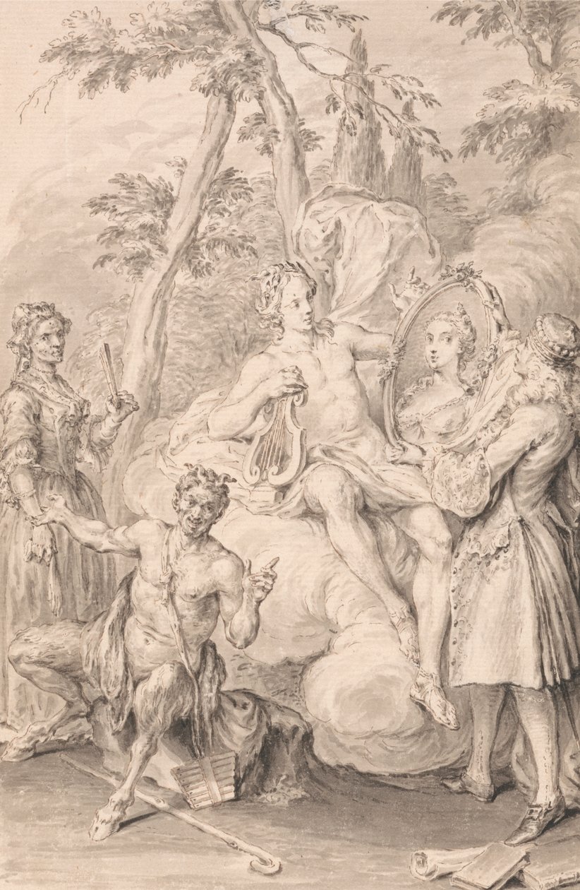 Ritning för en frontispice: "The Toast" av Hubert Francois Gravelot