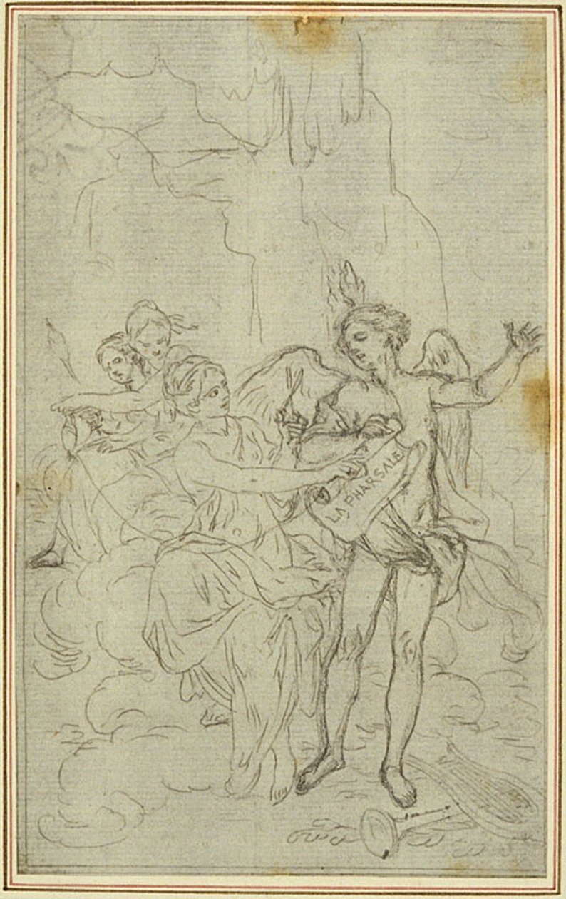 Studie: Vinjett-Frontstycke till Lucains "La Pharsale" av Hubert Francois Gravelot