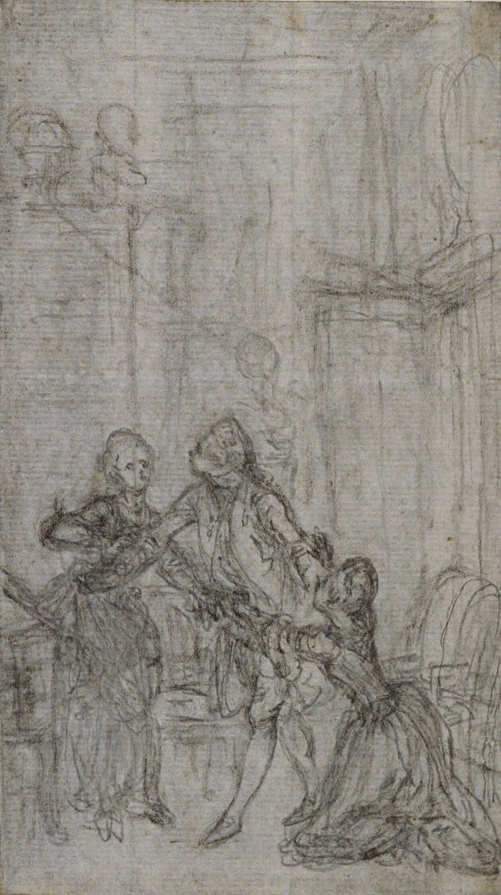 Studie till vinjett-frontispiece i Charles-Simon Favarts "L