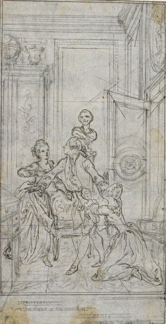 Studie till vinjett-frontispiece i Charles-Simon Favarts "L