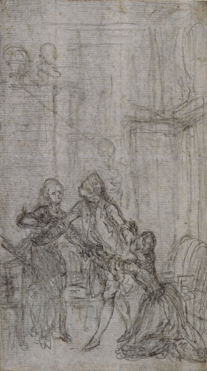 Studie till vinjett-frontispiece i Charles-Simon Favarts "L