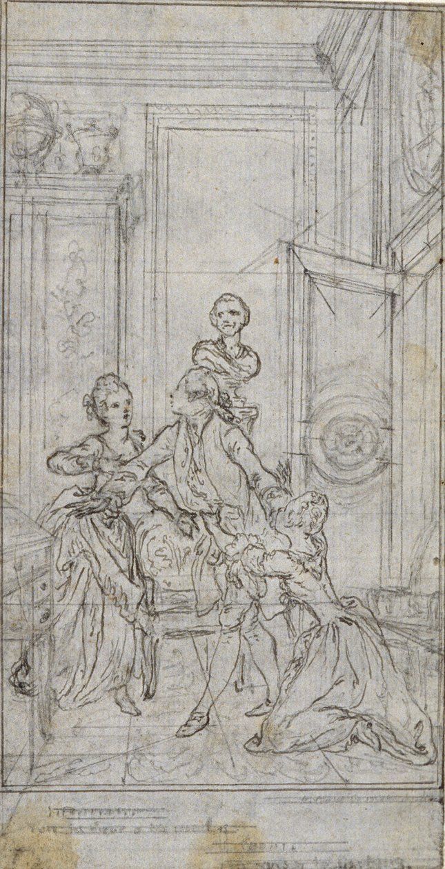 Studie till vinjett-frontispiece i Charles-Simon Favarts "L