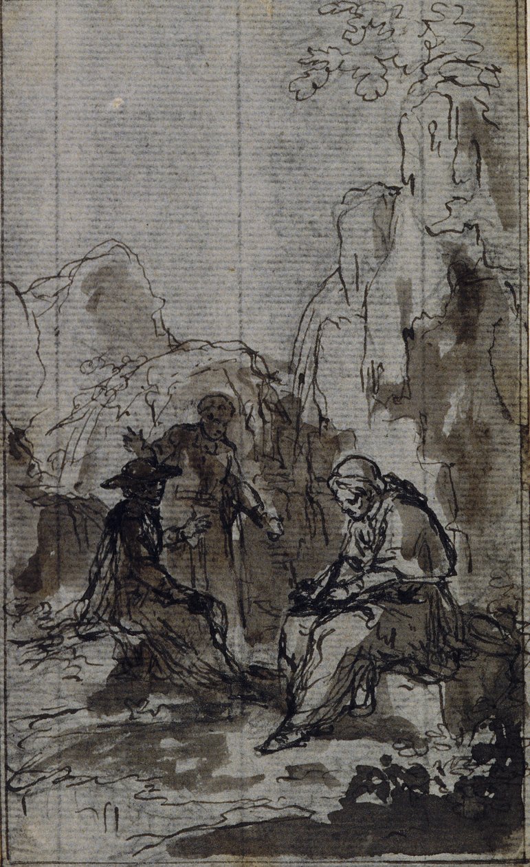 Studie till vinjett i Abbé Dinouarts "Vie du Venerable don Juan de Palafox", s. 391 av Hubert Francois Gravelot