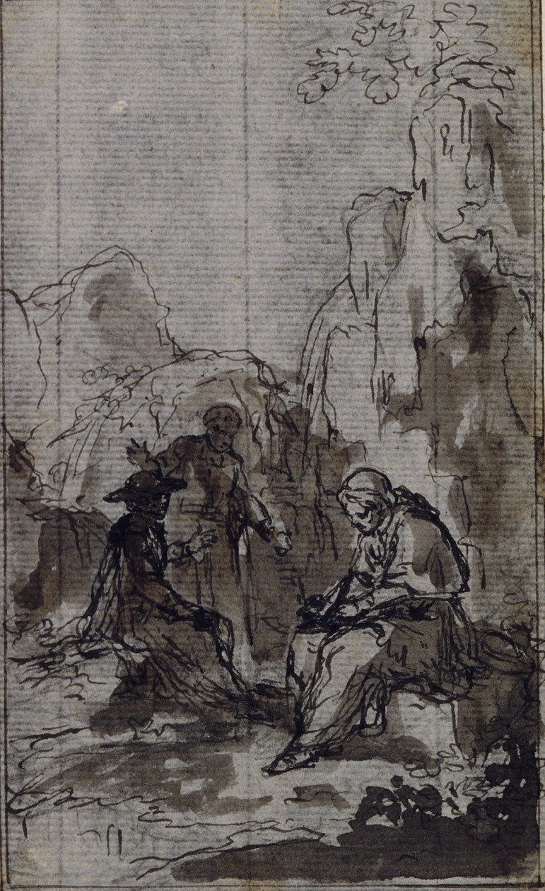 Studie till vinjett i Abbé Dinouarts "Vie du Venerable don Juan de Palafox", s. 391 av Hubert Francois Gravelot