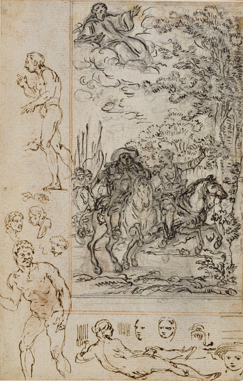 Studie till vinjett i Voltaires "La Pucelle d