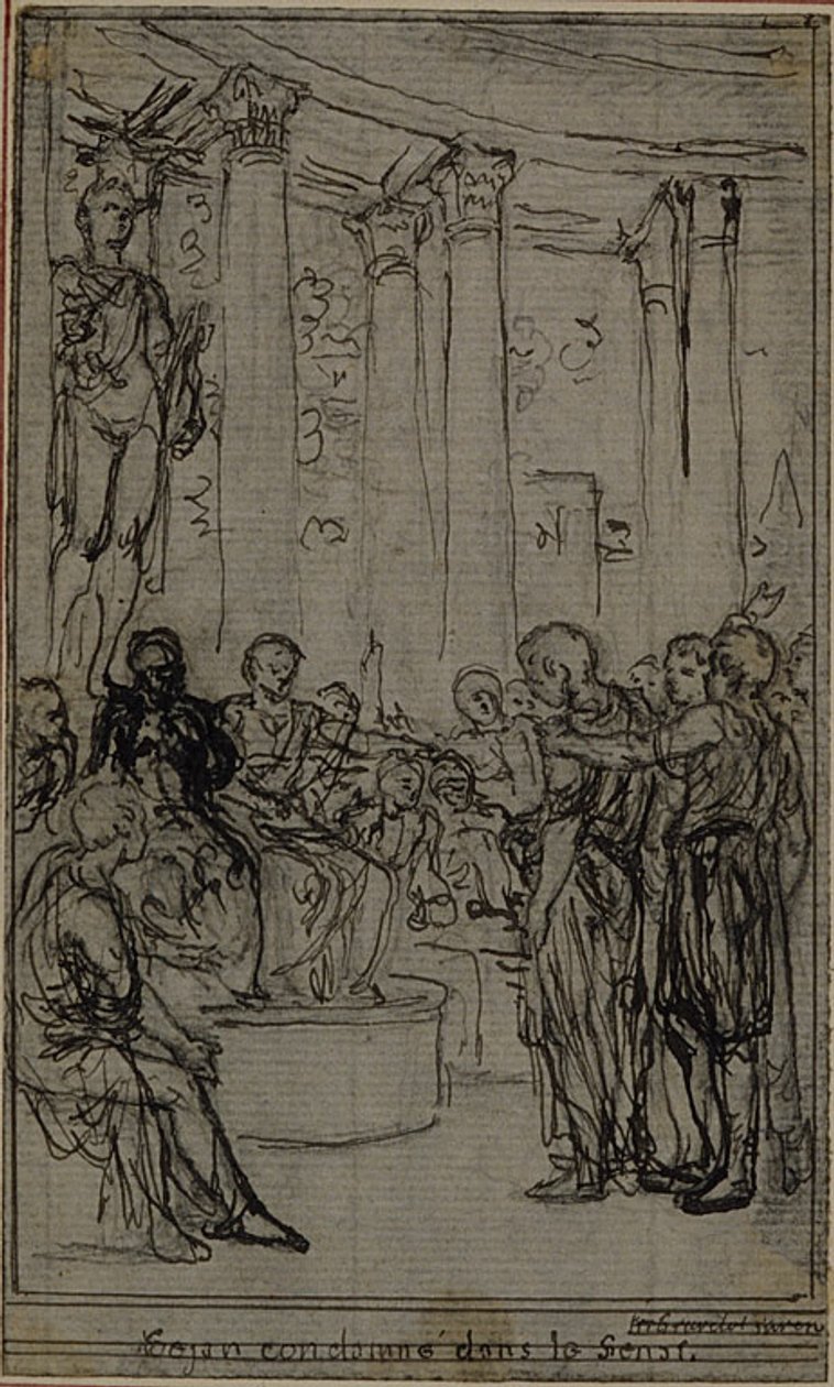 Studie till en illustration i Tacitus "Tiberius, eller de sex första böckerna i Annalerna", Bok V, Vol. 3, 1:a studien av Hubert Francois Gravelot