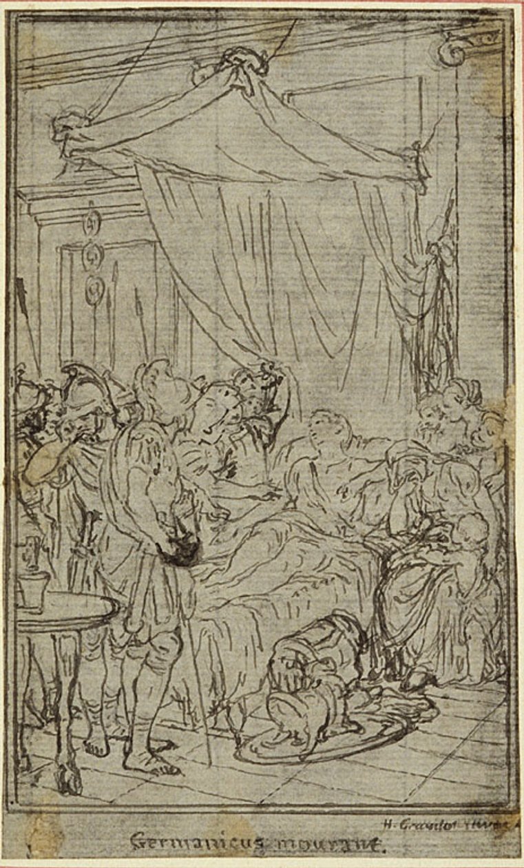 Studie för en illustration i Tacitus "Tiberius, eller de sex första böckerna i Annalerna" Bok II, Vol. 1 av Hubert Francois Gravelot