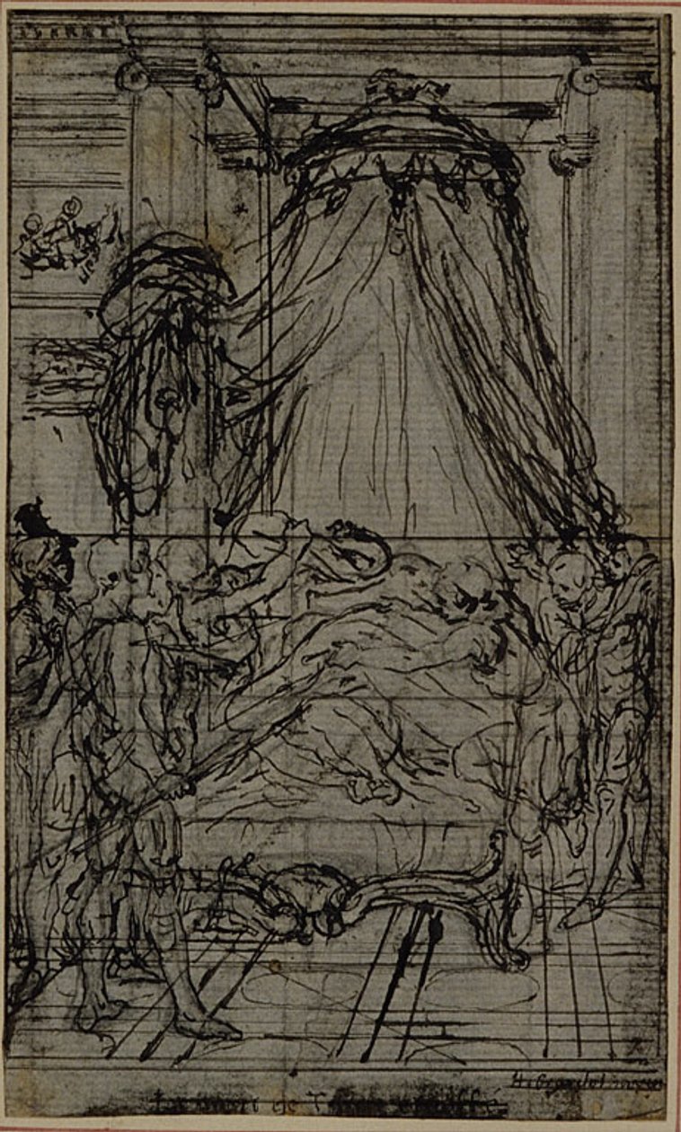 Studie för en illustration i Tacitus "Tiberius, eller de sex första böckerna i Annalerna", Bok VI, Vol. 3, 2:a studien av Hubert Francois Gravelot