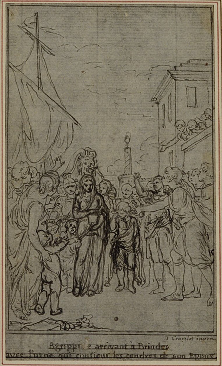 Studie för en illustration i Tacitus "Tiberius, eller de sex första böckerna i Annalerna", Bok III, Vol. 2, 2:a studien av Hubert Francois Gravelot