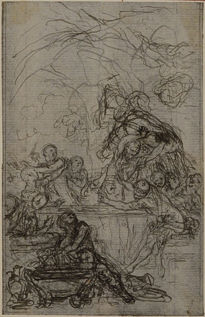 Studie till en illustration i Tacitus "Tiberius, eller de sex första böckerna i Annalerna", bok IV, vol. 2, 1:a studien av Hubert Francois Gravelot