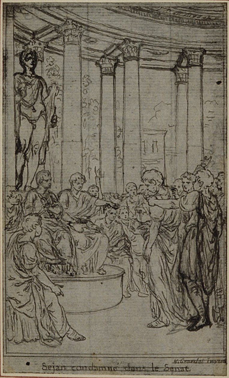 Studie för en illustration i Tacitus "Tiberius, eller de sex första böckerna i Annalerna", Bok V, Vol. 3, 2:a studien av Hubert Francois Gravelot