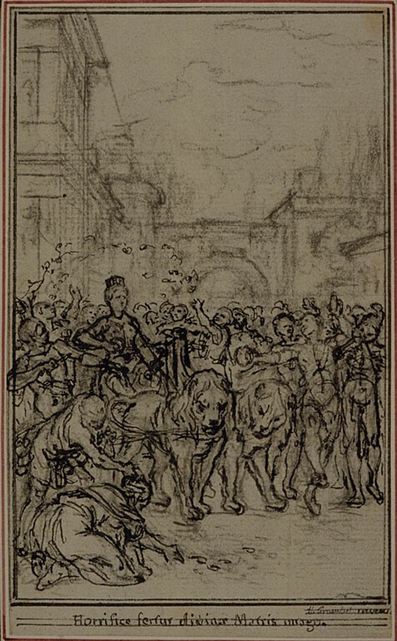 Studie till vinjett-frontispiecen till Lucretius "De la Nature des Choses", bok II av Hubert Francois Gravelot