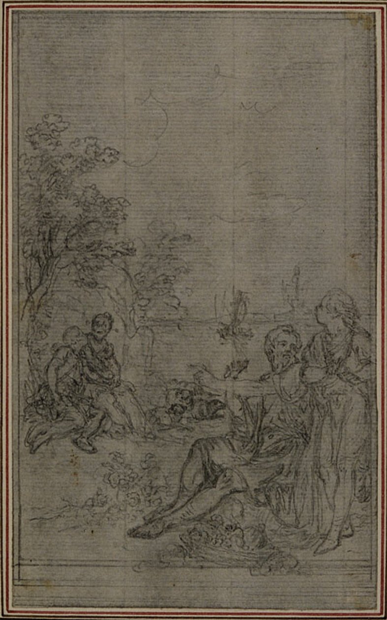 Studie till vinjetten i Lucretius "De la Nature des Choses", Vol. II, Bok IV av Hubert Francois Gravelot