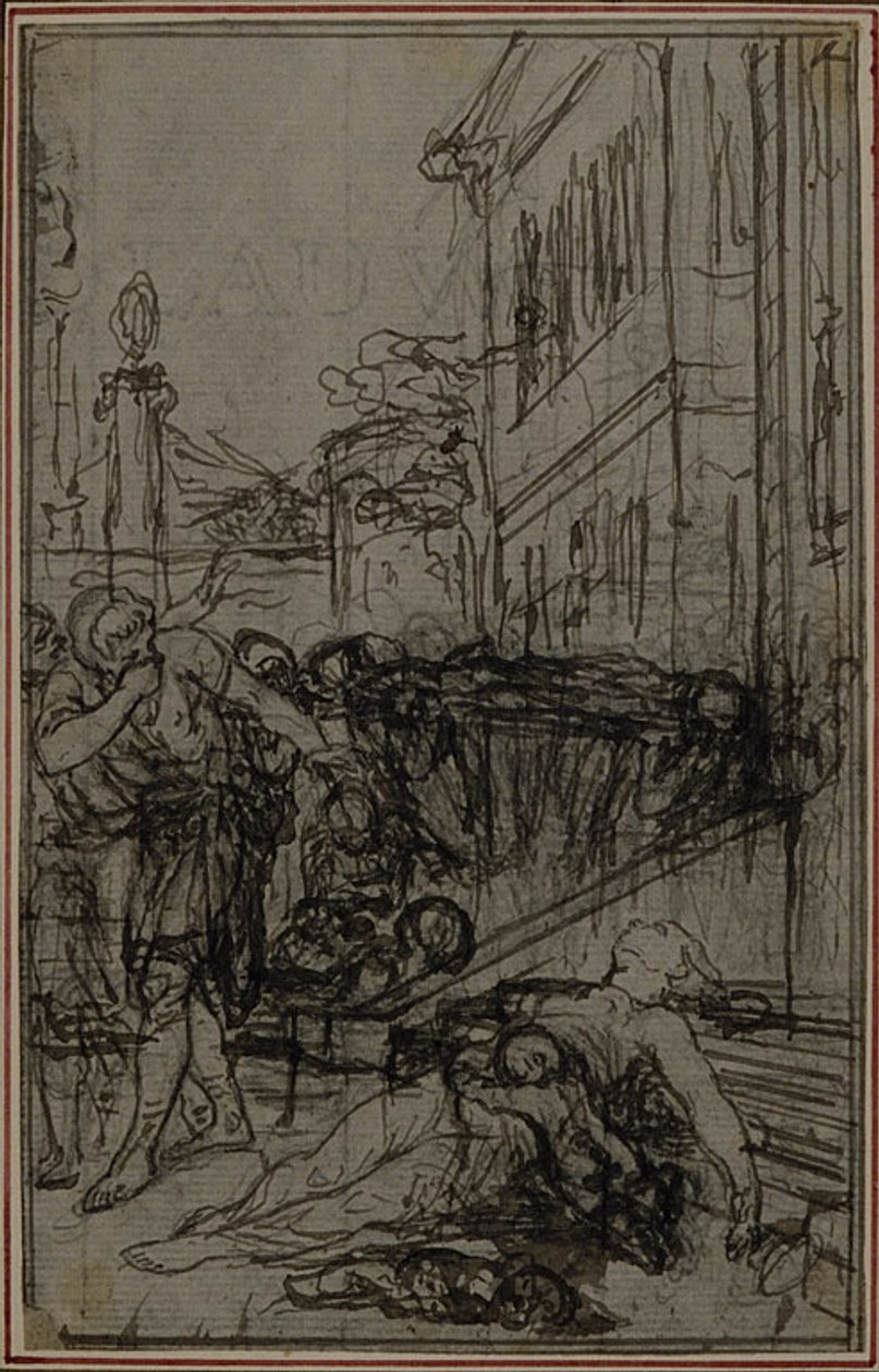 Studie till vinjetten i Lucretius "De la Nature des Choses", Vol. II, Bok VI av Hubert Francois Gravelot