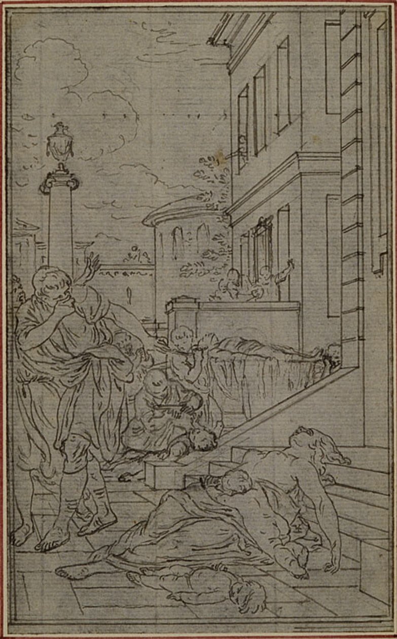 Studie till vinjetten i Lucretius "De la Nature des Choses", Vol. II, Bok VI av Hubert Francois Gravelot