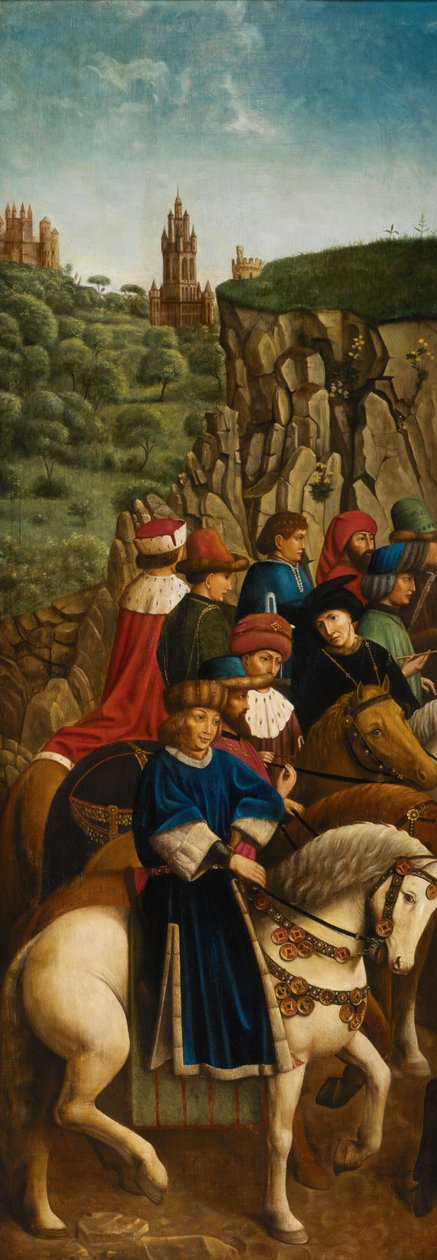 De rättvisa domarna, nedre vänstra panelen på Gents altartavla av Hubert & Jan van (1390 1441) (after) Eyck