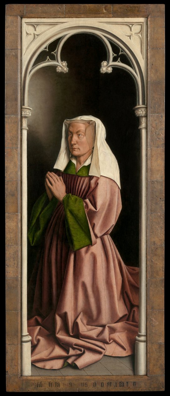 Porträtt av Lysbette Borluut, panel från utsidan av Gents altartavla av Hubert & Jan van (1390 1441) Eyck