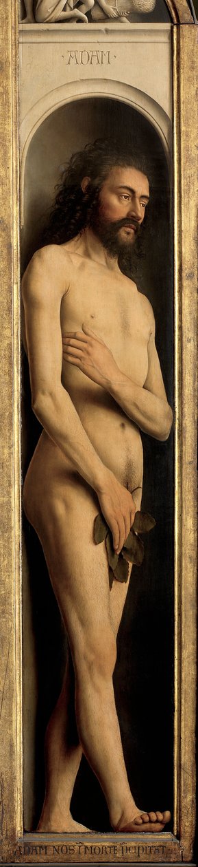 Adam, detalj från den vänstra flygeln på Gents altartavla av Hubert & Jan van (1390 1441) Eyck