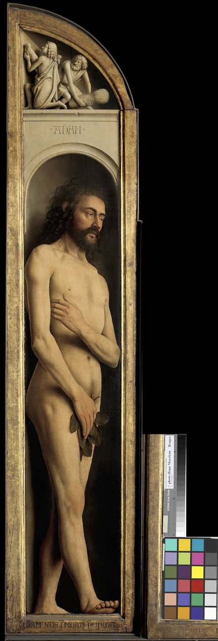 Adam, detalj från den vänstra flygeln på Gents altartavla av Hubert & Jan van (1390 1441) Eyck