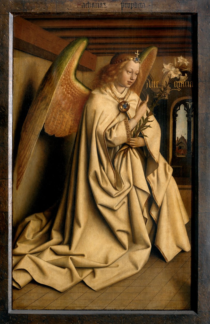 Angel Annunciate, från utsidan av den vänstra flygeln på Gents altartavla av Hubert & Jan van (1390 1441) Eyck