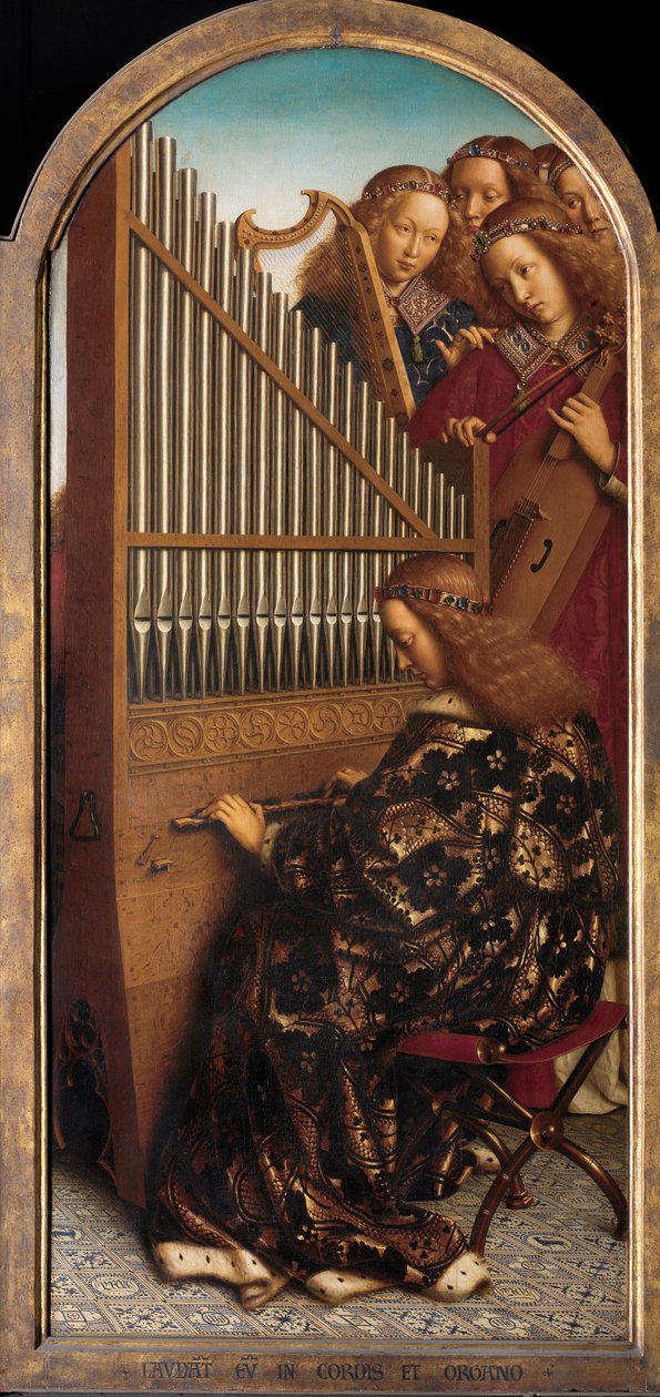 Änglamusiker med St. Cecilia, från Gents altartavla av Hubert & Jan van (1390 1441) Eyck