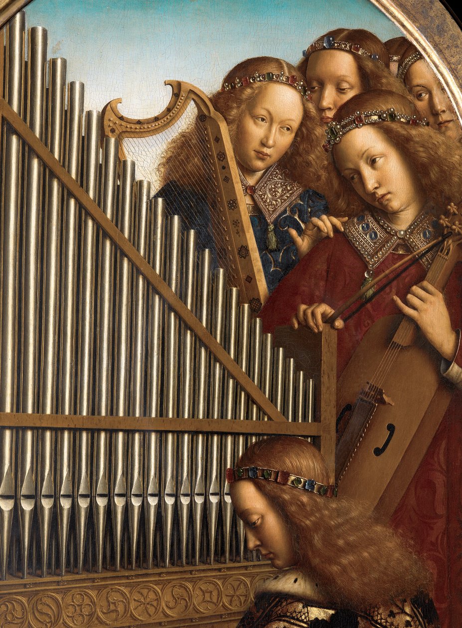 Änglamusiker med St. Cecilia, från Gents altartavla av Hubert & Jan van (1390 1441) Eyck