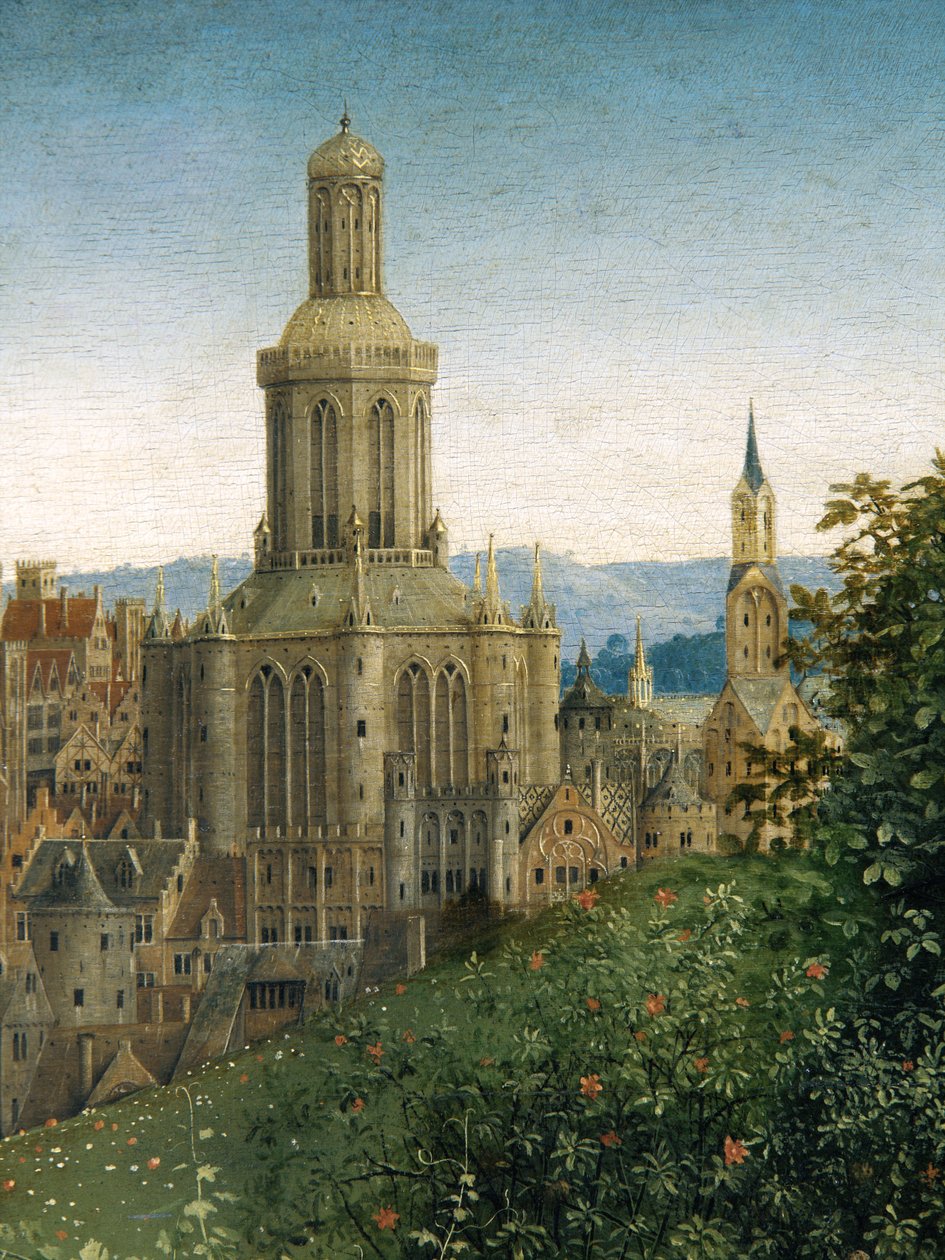 Detalj från Tillbedjan av det mystiska lammet, från Gents altartavla av Hubert & Jan van (1390 1441) Eyck