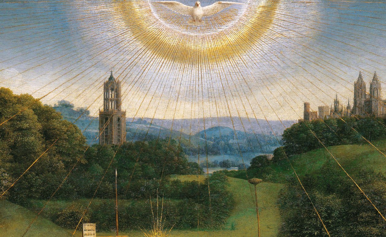 Detalj från Tillbedjan av det mystiska lammet, från Gents altartavla av Hubert & Jan van (1390 1441) Eyck
