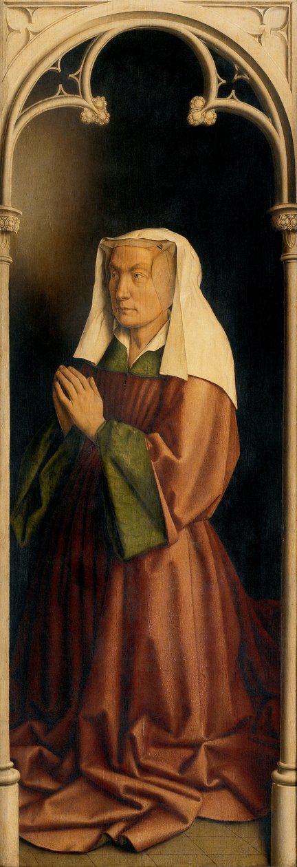 Porträtt av Lysbette Borluut, panel från utsidan av Gents altartavla av Hubert & Jan van (1390 1441) Eyck