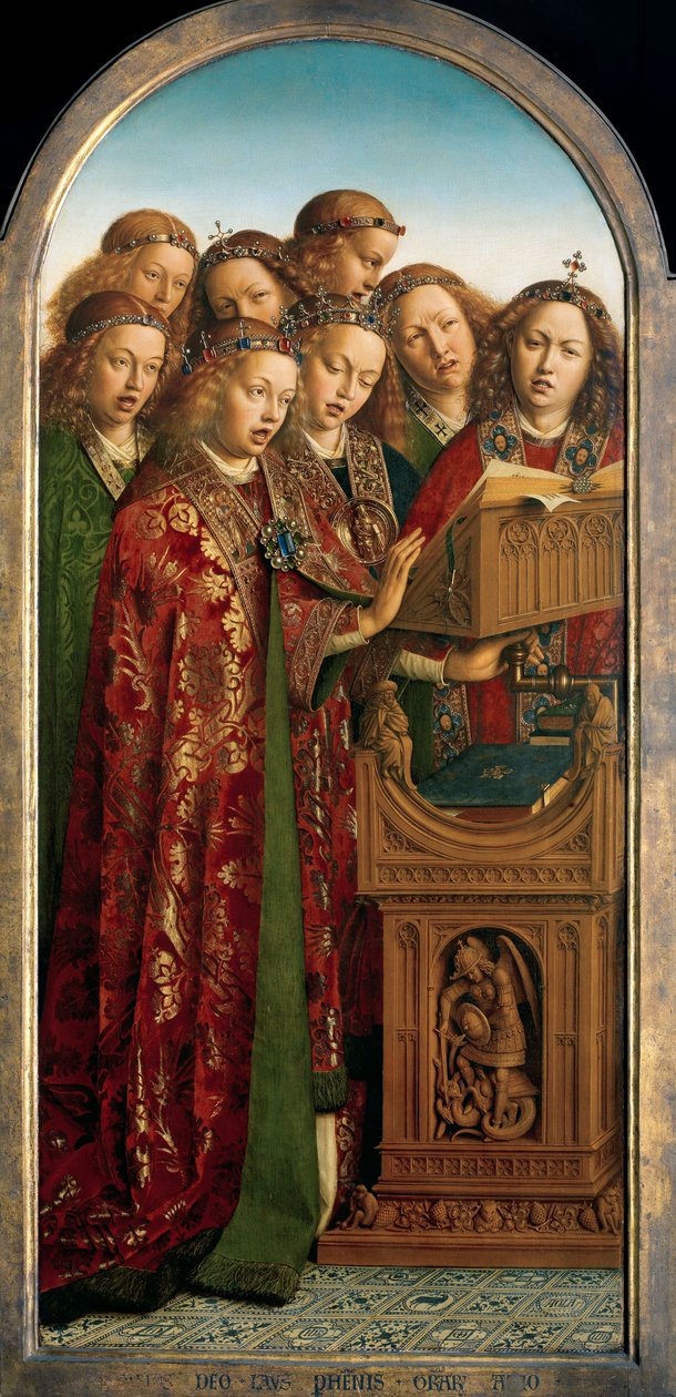 Singing Angels, från den vänstra flygeln på Gents altartavla av Hubert & Jan van (1390 1441) Eyck