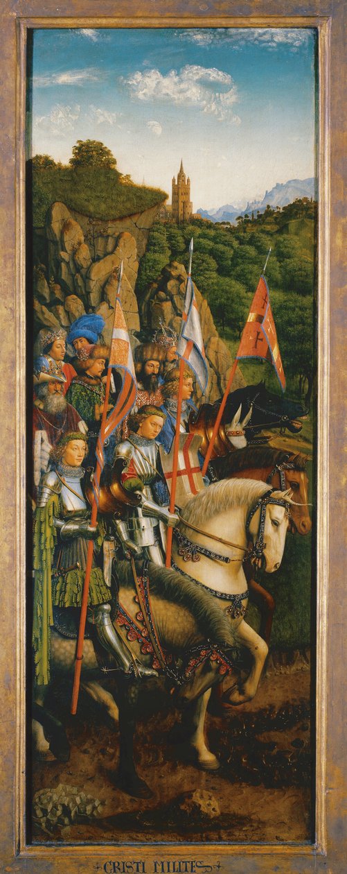 Kristi riddare, från vänster sida av Gents altartavla av Hubert & Jan van (1390 1441) Eyck