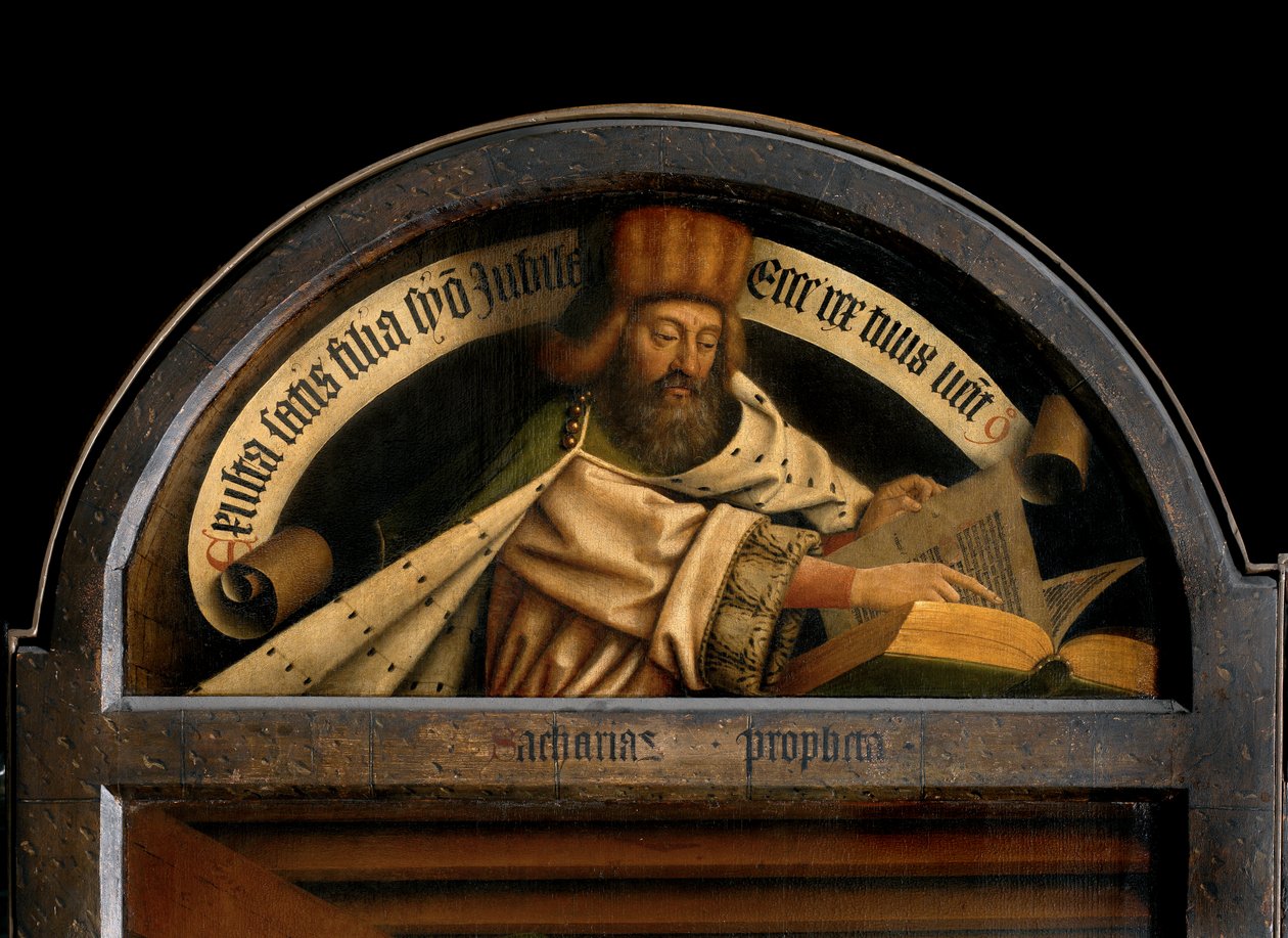 Profeten Zacharias, från utsidan av den vänstra flygeln på Gents altartavla av Hubert & Jan van (1390 1441) Eyck
